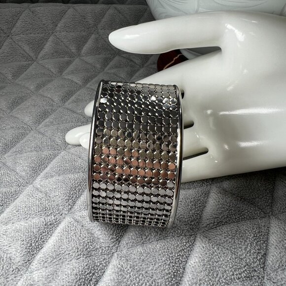 Macy's Silver Mesh Open Bangle/Cuff Bracelet NWOT - Picture 1 of 6